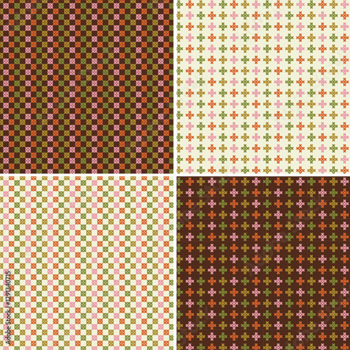 cross stitch colorful seamless patterns pink orange green