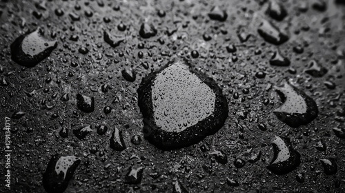 Water droplets on dark surface texture photo