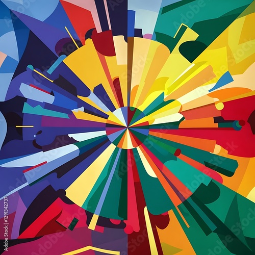 Abstract colorful geometric composition multicolored circle background