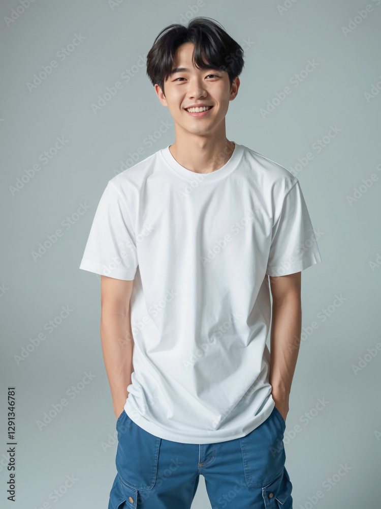Minimalist White Tshirt Front View Template (Male) Minimalist White Tshirt Front View Template (Male)
