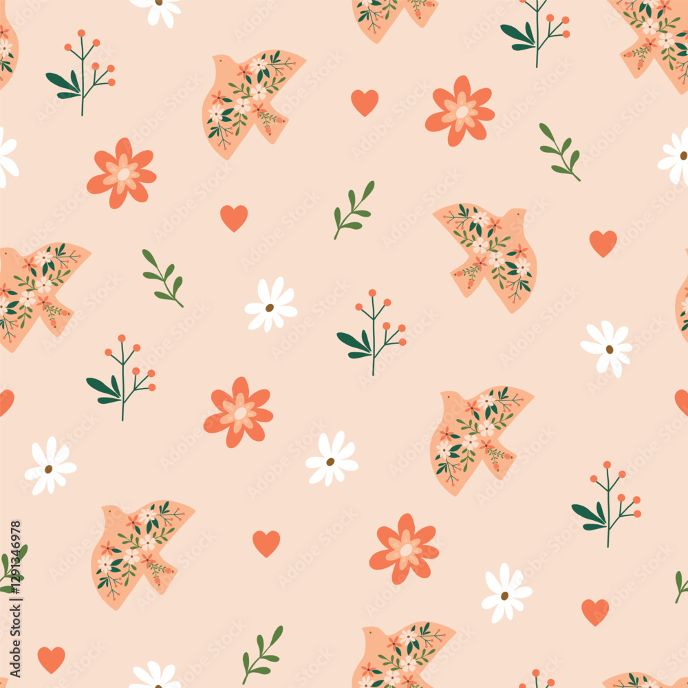 scandi bird vector seamless pattern scandi bird vector seamless pattern