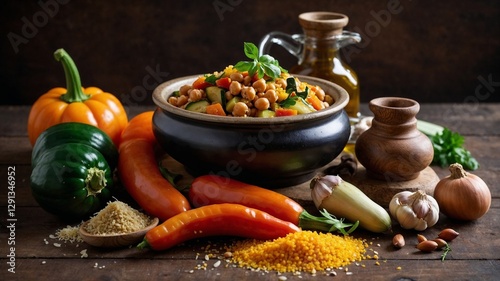 Moroccan chickpea and vegetable spiced tagine