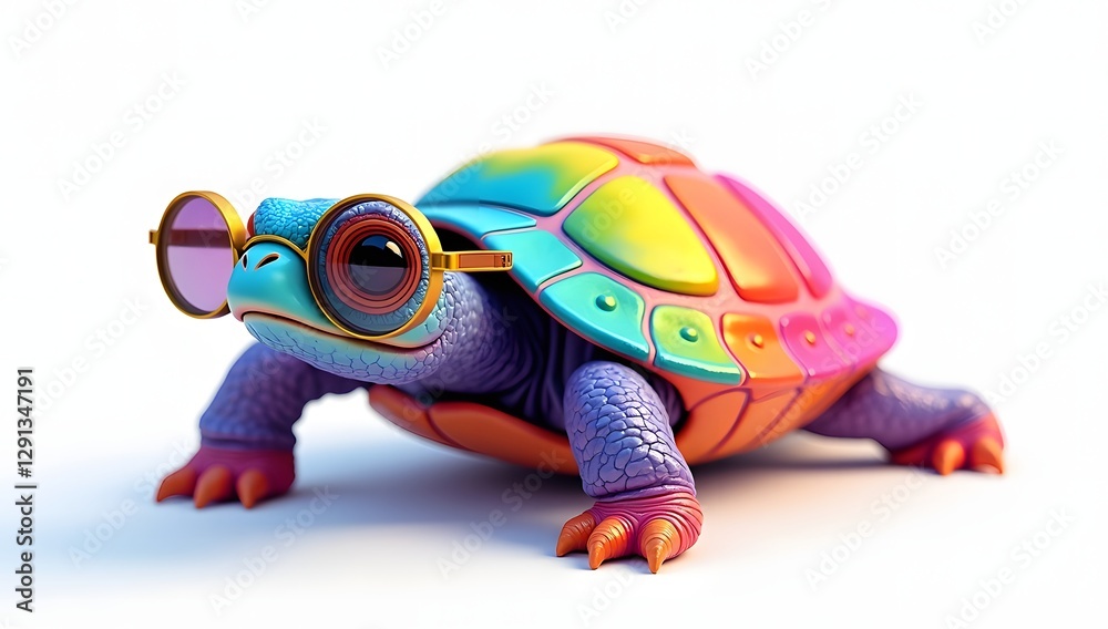 Fototapeta premium Colorful tortoise with wearing chasma