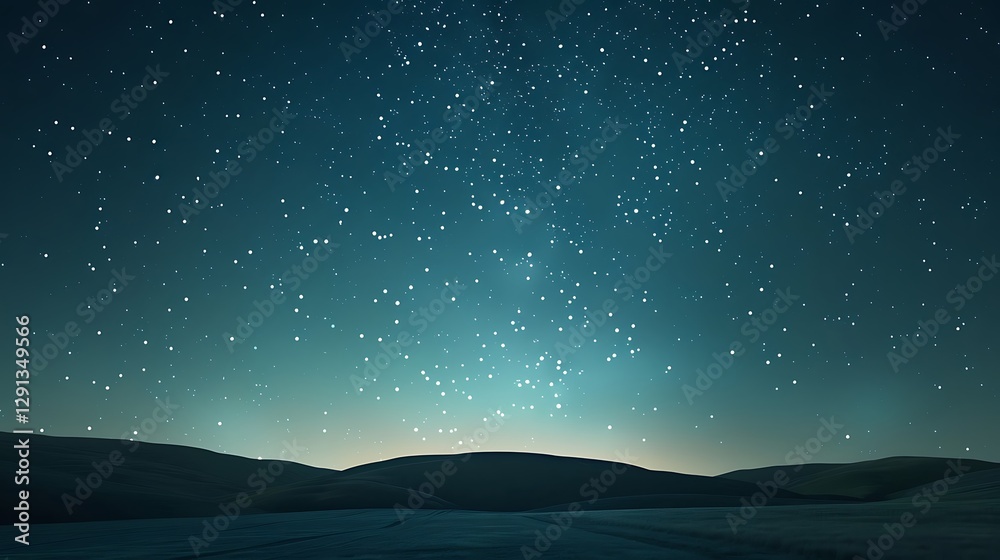 Fototapeta premium Beautiful Blue Skies with Nature, Bright Moon ,Cloud ,Beach scenery, Tree, night -Anime concept Background