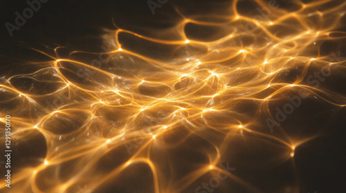 Abstract golden light background with ethereal patterns for design and decoration