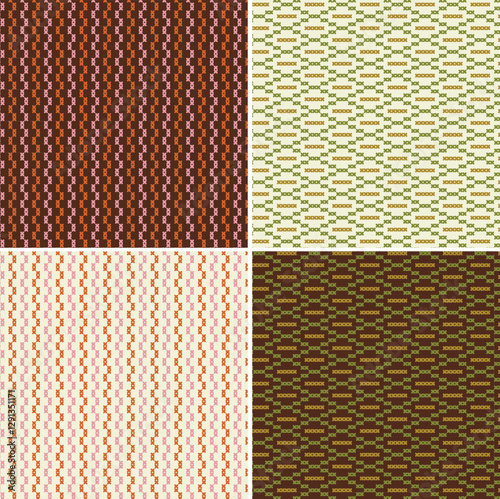 cross stitch seamless striped patterns pink orange green brown