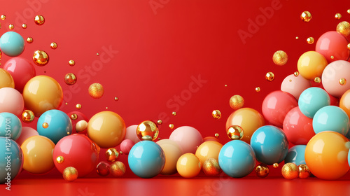 3D rendering romantic festival theme background e-commerce product exhibition booth