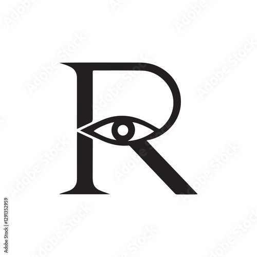 Abstract Minimalist Letter R Eye Logo Design