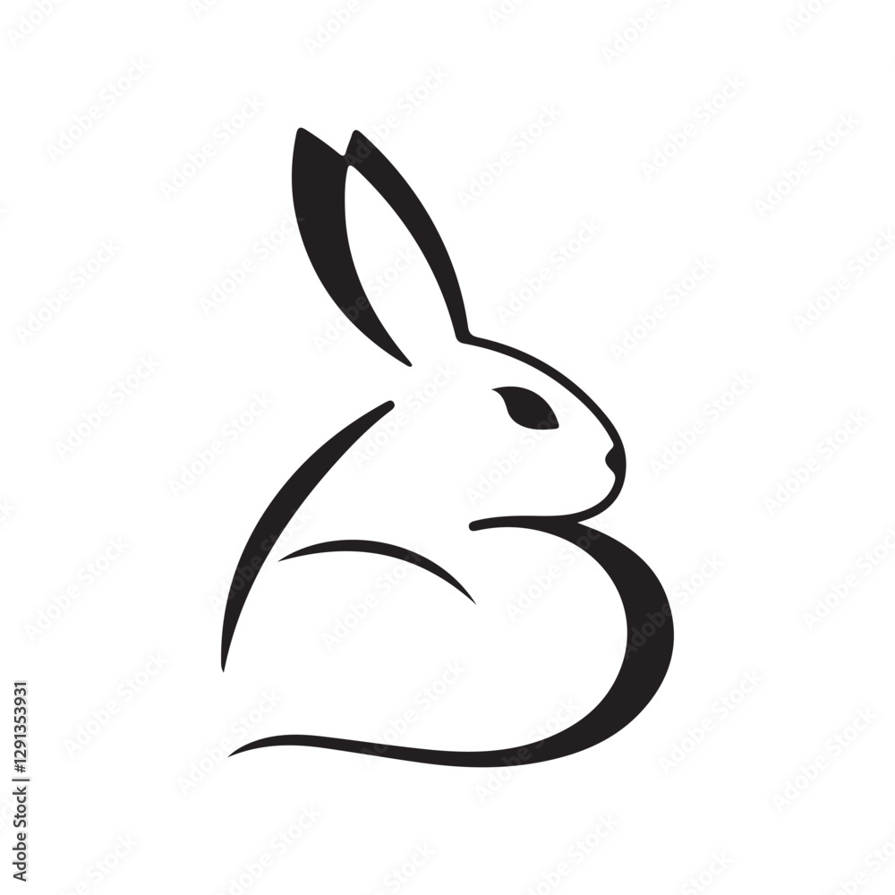 Minimalist Bunny Head Logo Design with Letter B Minimalist Bunny Head Logo Design with Letter B