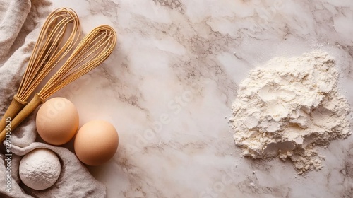 Fresh ingredients and tools gathered for baking a delicious homemade cake in a cozy kitchen setting