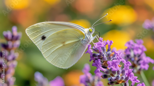 Butterfly pollination on lavender flowers garden nature photography colorful environment close-up beauty of nature