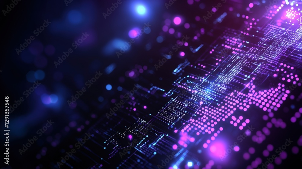 Abstract technology background with glowing lights and digital patterns in vibrant colors Abstract technology background with glowing lights and digital patterns in vibrant colors