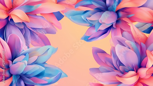 Pastel Pink Blue Purple Abstract Flowers Background