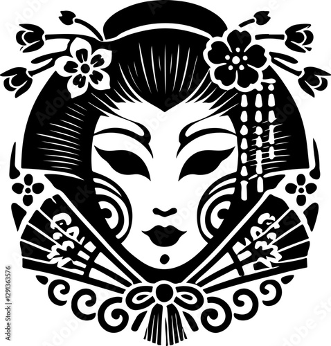sketch vector illustration silhouette design icon logo beauty symbol geisha comfort women in Japan  