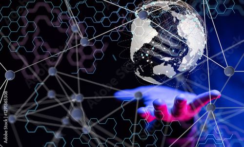world Global network. Block...