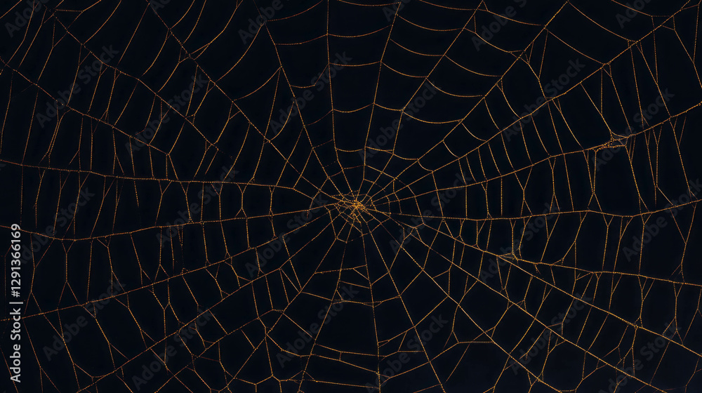 Fototapeta premium Intricate golden spiderweb with geometric patterns for elegant background design