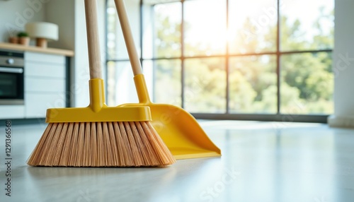 Wallpaper Mural Broom and dustpan ready for spring cleaning in a sunlit kitchen Torontodigital.ca