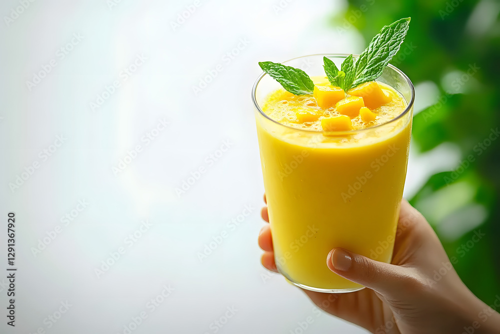 Blending yellow mango fruit juice with milk creates a colorful, delicious, and healthy smoothie high in protein. This yummy drink, served in a glass, is perfect for morning weight loss episodes, Blending yellow mango fruit juice with milk creates a colorful, delicious, and healthy smoothie high in protein. This yummy drink, served in a glass, is perfect for morning weight loss episodes,