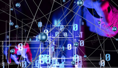 Global network. Blockchain. 3D illustration. Neural networks and artificial intelligence. Abstract