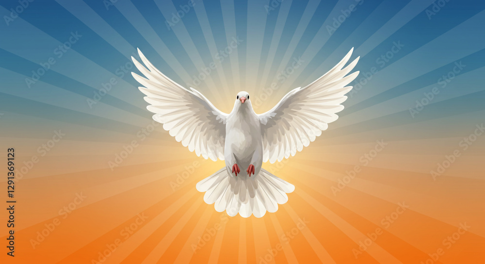 Obraz premium White Dove with Glowing Rays – Symbol of Peace, Hope, and Spirituality