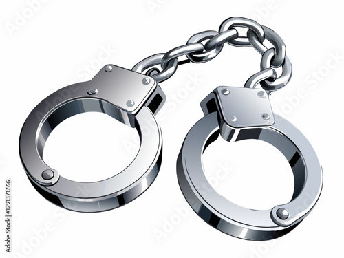 Realistic Metal Handcuffs – Symbol of Law, Security, and Justice.