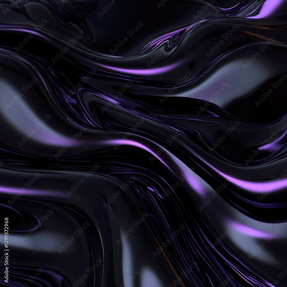 Obraz premium Flowing dark surface with glossy textures and hints of vibrant p