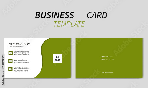 Simple business card template, modern simple visiting card green color