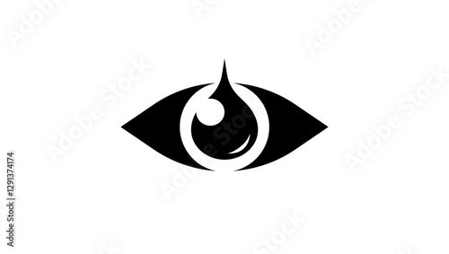 Eye Drops symbol, Black Isolated Silhouette