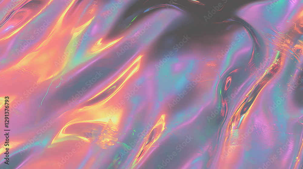Obraz premium Vibrant liquid rainbow light waves background for creative design
