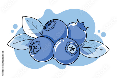 Elegant Line Drawing of Blueberries