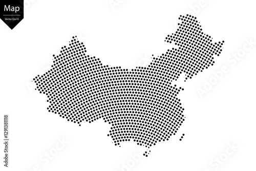 Abstract image China map from point Black on a white background. Vector illustration eps 10.	
