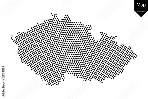 Abstract image Czech Republic map from point Black on a white background. Vector illustration eps 10.	
