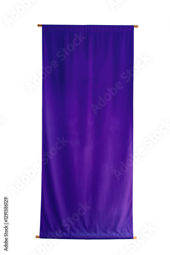 Obraz na płótnie Pupple vertical fabric Japanese style flag with waving texture isoalate white background w salonie