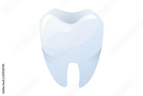 Vector cartoon Shiny white tooth isolated on a white background. Clean and healthy molar illustration for dental care, oral hygiene, and stomatology concepts.
