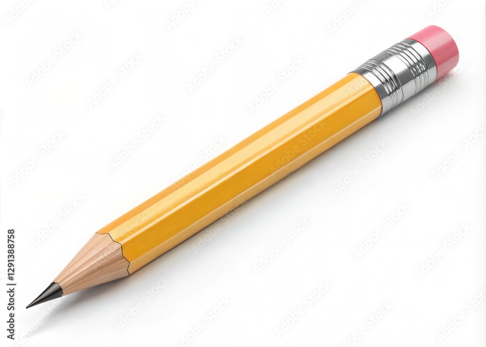 Close-up of a classic yellow pencil on a white background Close-up of a classic yellow pencil on a white background