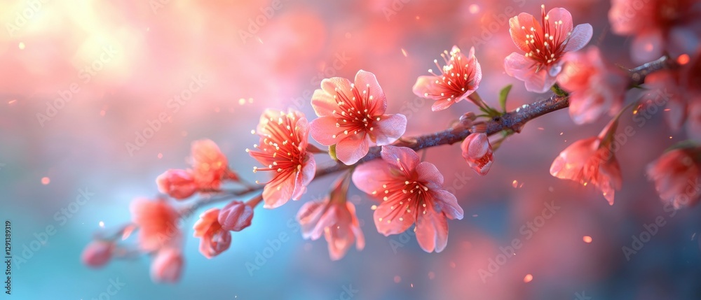 Dreamlike 3D Cherry Blossoms in Soft Pink with Gentle Light Effects Dreamlike 3D Cherry Blossoms in Soft Pink with Gentle Light Effects