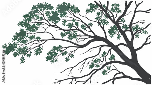 Isolated Vector Tree on White Background: Elements for Garden Design