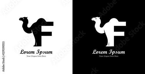 camel shaped logo design combined with the letter F