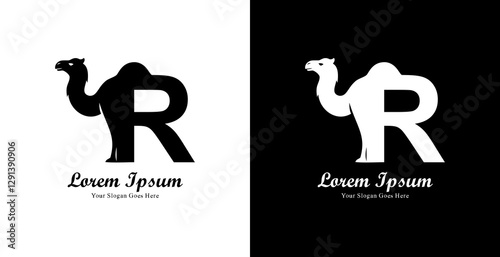 camel shaped logo design combined with the letter R