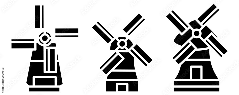 Windmill vector icon symbol. Black abstract illustration icon design. Vector illustration. Windmill vector icon symbol. Black abstract illustration icon design. Vector illustration.