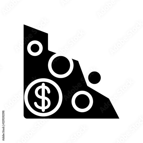 Cryptocurrency mining icon in glyph style