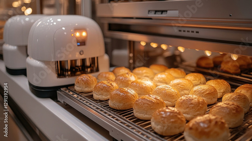 A robotic bakery where AI-powered ovens bake fresh bread and pastries with precision timing photo