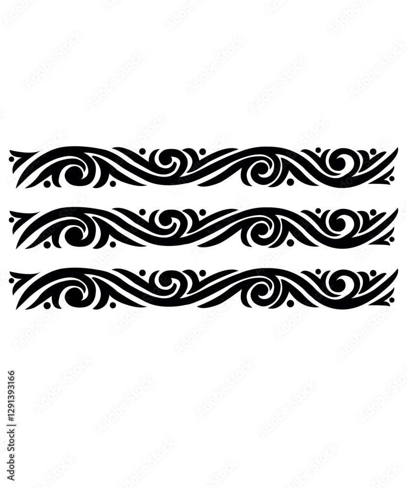 Elegant Curved Line Border Flourish Ornament Pattern Elegant Curved Line Border Flourish Ornament Pattern