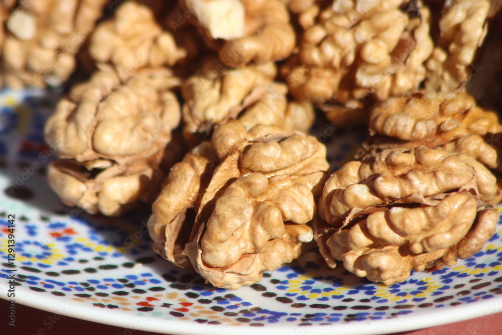 Obraz premium A close-up of peeled walnuts