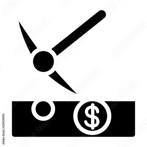Cryptocurrency mining icon in glyph style