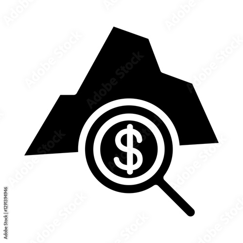 Cryptocurrency mining icon in glyph style