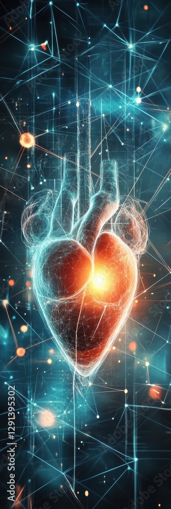 Fototapeta premium Futuristic Human Heart or Liver Restoration with Stem Cell Therapy Visualization