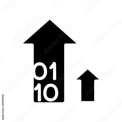 Upload data icon in glyph style