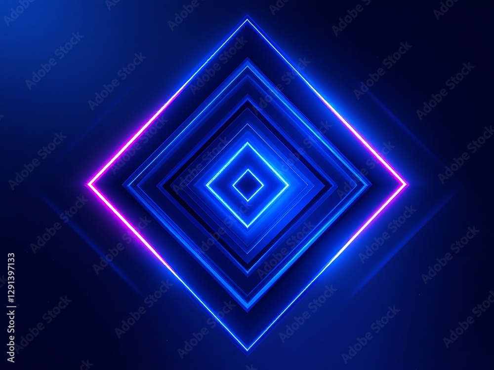 Fototapeta premium Abstract Diamond Tunnel Glowing Neon Light Geometric Pattern Art Futuristic Background Design