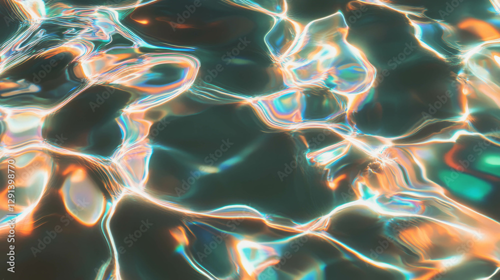 Fototapeta premium Abstract rippled glass texture with distorted light reflections for creative design